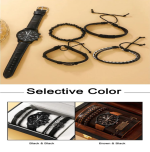 New Men Watch Luxury Bracelet Set Fashion Business Brown Leather Quartz Wrist Watches for Men Gift Set Relogio Masculino - Image 2